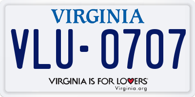 VA license plate VLU0707