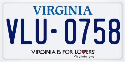 VA license plate VLU0758