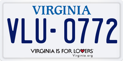 VA license plate VLU0772