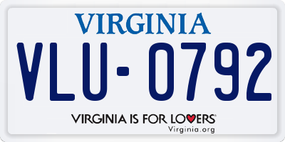 VA license plate VLU0792