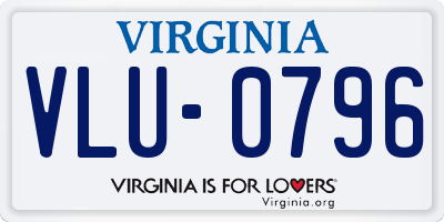 VA license plate VLU0796