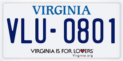 VA license plate VLU0801