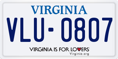 VA license plate VLU0807