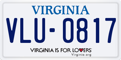 VA license plate VLU0817