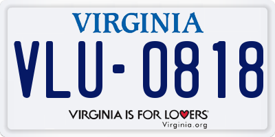 VA license plate VLU0818