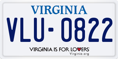 VA license plate VLU0822