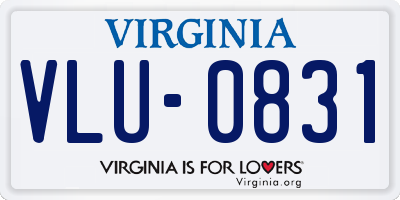 VA license plate VLU0831