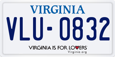 VA license plate VLU0832