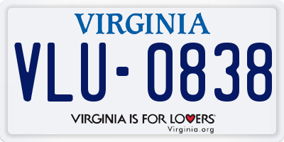 VA license plate VLU0838