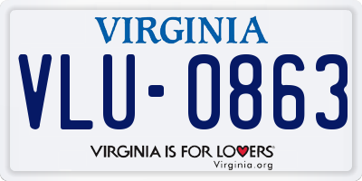 VA license plate VLU0863