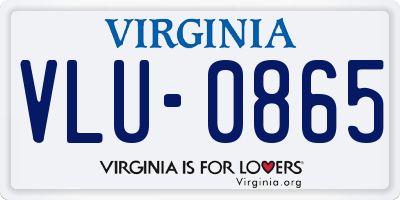 VA license plate VLU0865
