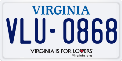 VA license plate VLU0868