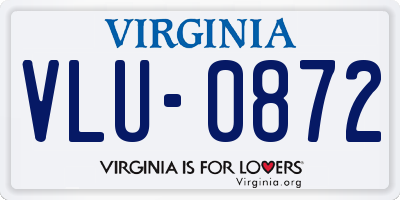 VA license plate VLU0872