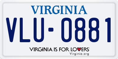 VA license plate VLU0881