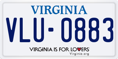 VA license plate VLU0883