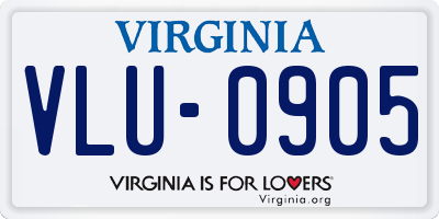 VA license plate VLU0905