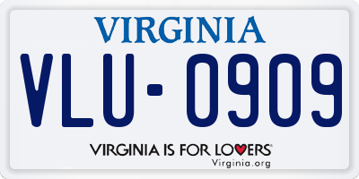 VA license plate VLU0909