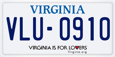 VA license plate VLU0910