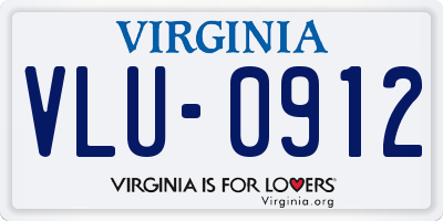VA license plate VLU0912