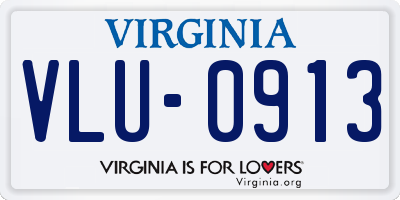 VA license plate VLU0913