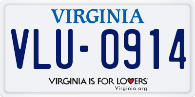 VA license plate VLU0914