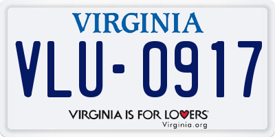 VA license plate VLU0917