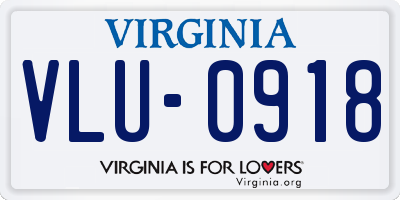 VA license plate VLU0918