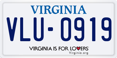 VA license plate VLU0919