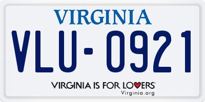 VA license plate VLU0921