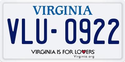VA license plate VLU0922