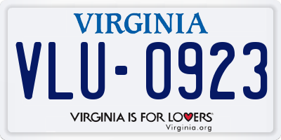 VA license plate VLU0923