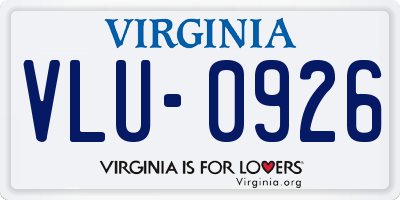 VA license plate VLU0926