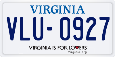 VA license plate VLU0927