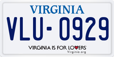 VA license plate VLU0929