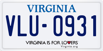 VA license plate VLU0931