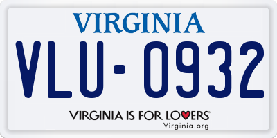 VA license plate VLU0932