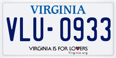 VA license plate VLU0933