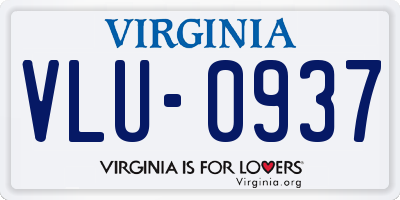VA license plate VLU0937