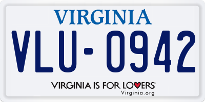 VA license plate VLU0942