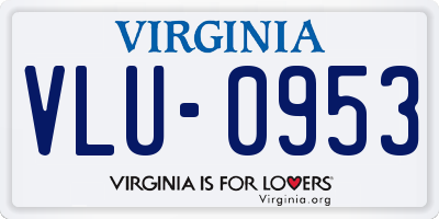 VA license plate VLU0953
