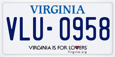 VA license plate VLU0958