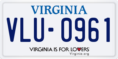 VA license plate VLU0961