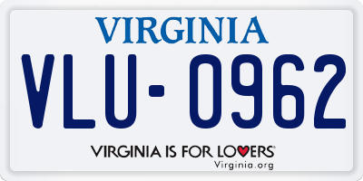 VA license plate VLU0962