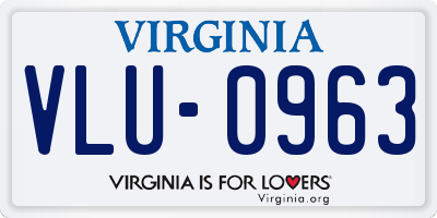 VA license plate VLU0963