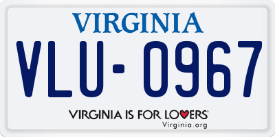VA license plate VLU0967