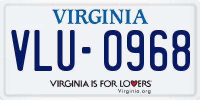VA license plate VLU0968