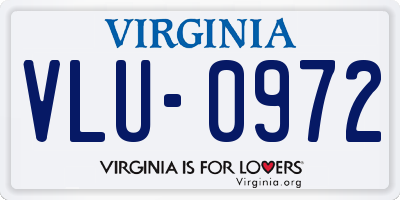 VA license plate VLU0972