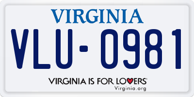 VA license plate VLU0981