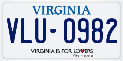 VA license plate VLU0982