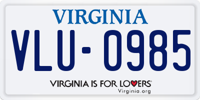 VA license plate VLU0985